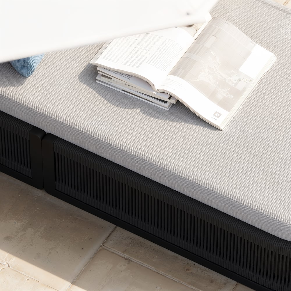 Costra Outdoor Aluminum & Rope Weave Reclining Chaise Lounge in Black window image