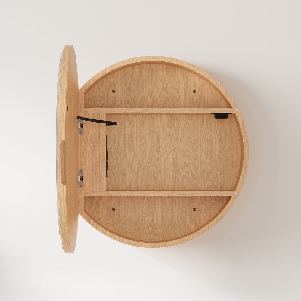 24" Round LED Natural Medicine Cabinet with Storage, Anti-Fog, Dimmable window image
