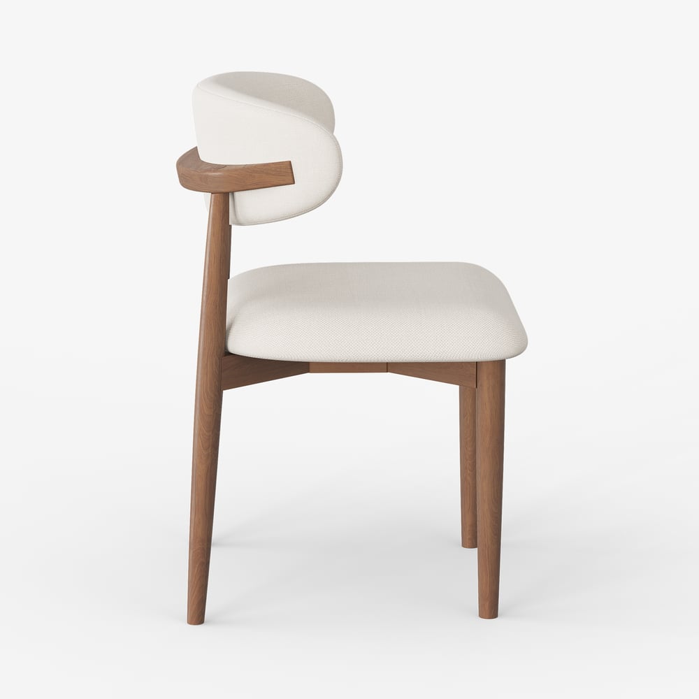 Nowoczesne krzesło do jadalni z drewna orzechowego i lnu, z nogami z drewna kauczukowego, 1 sztuka obraz okna