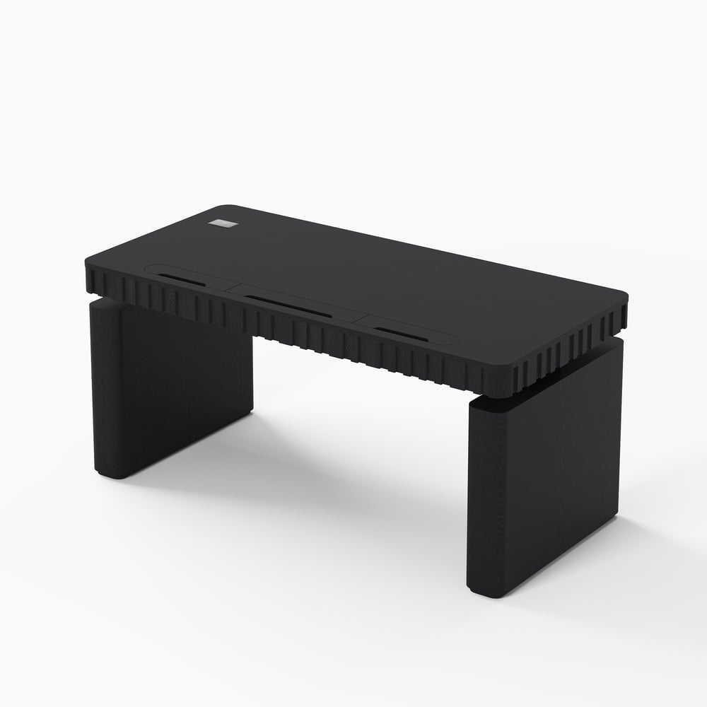 Bureau Aura 160 cm Noir Cannelé à Rotation 360 Degrés Bureau Debout Électrique Réglable image de fenêtre