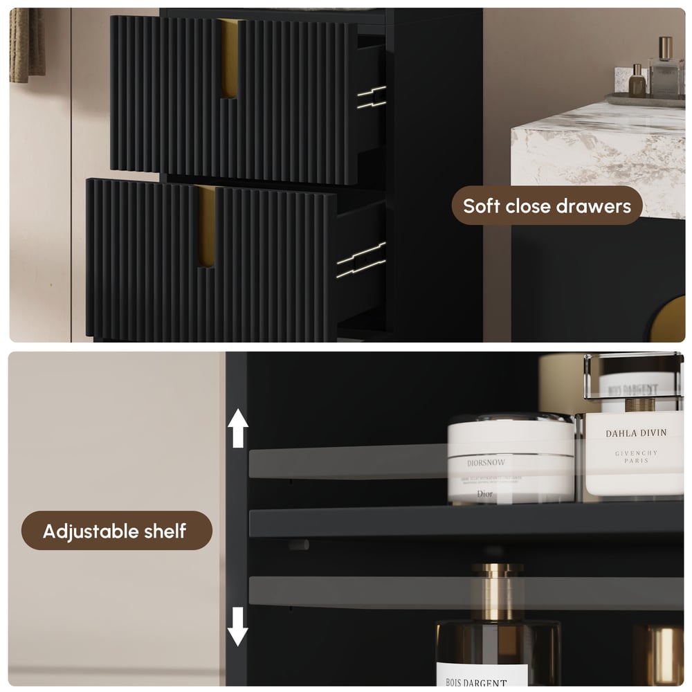 Artis 59" Bathroom Storage Cabinet – Freestanding Linen Tower with 2 Drawers & 2 Doors window image