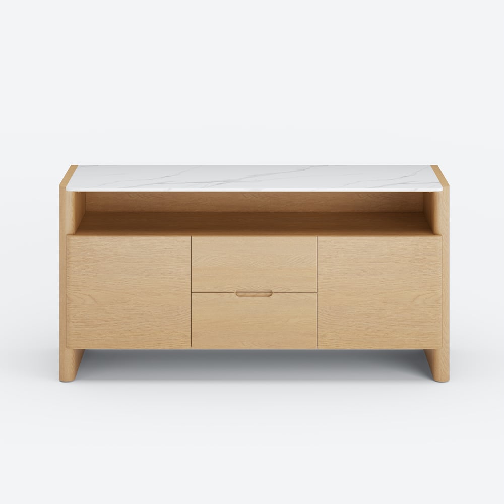 Arvona 63" Sintered Stone Sideboard with Open Storage & Adjustable Shelves window image