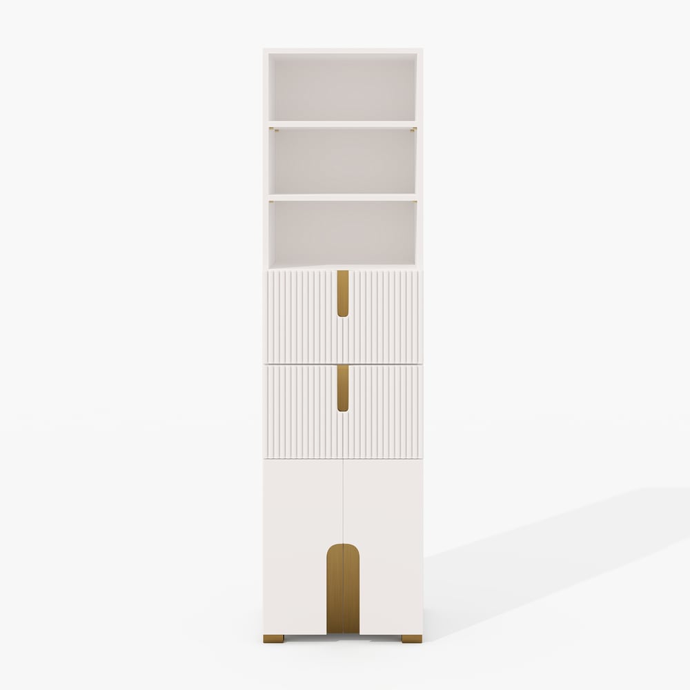 Artis 59" Bathroom Storage Cabinet – Freestanding Linen Tower with 2 Drawers & 2 Doors window image