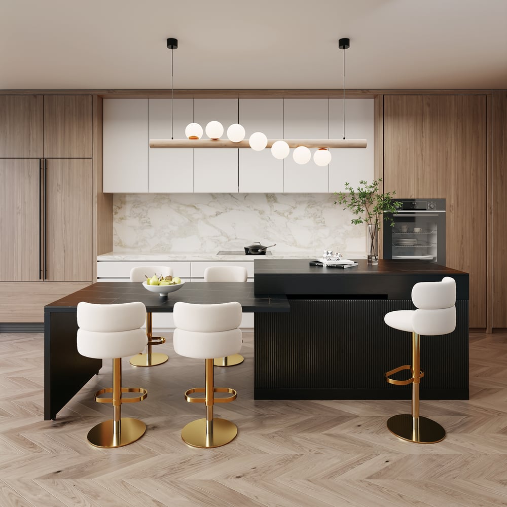 Îlot de cuisine extensible en pierre frittée mate de 81''-112" avec rangement, Noir image de fenêtre