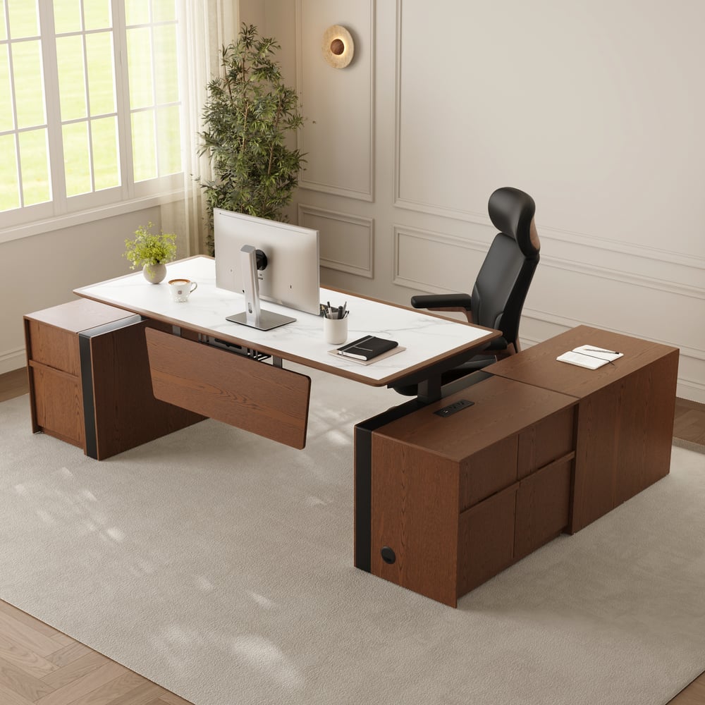 Modern 71" Modular Executive Standing Desk with Storage, Power Access & Memory Control window image