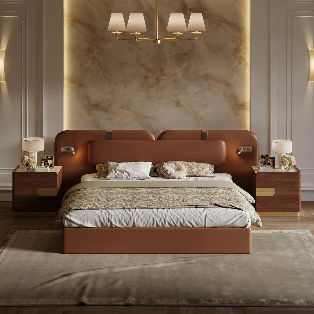 Horva King Faux Leather Platform Bed window image
