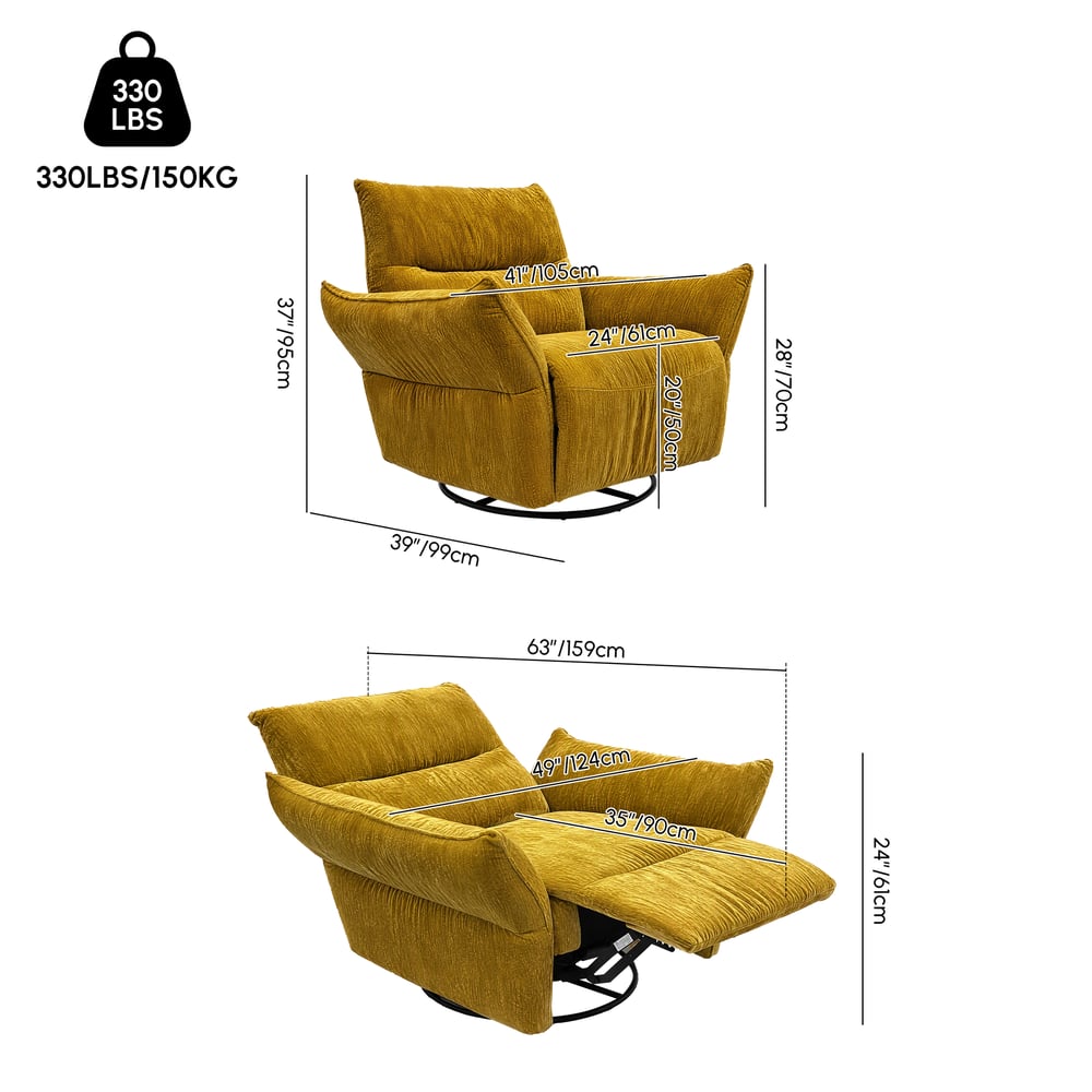 Florvia Chenille Dual-Motor Reclining Lounge Chair weights dimensions image