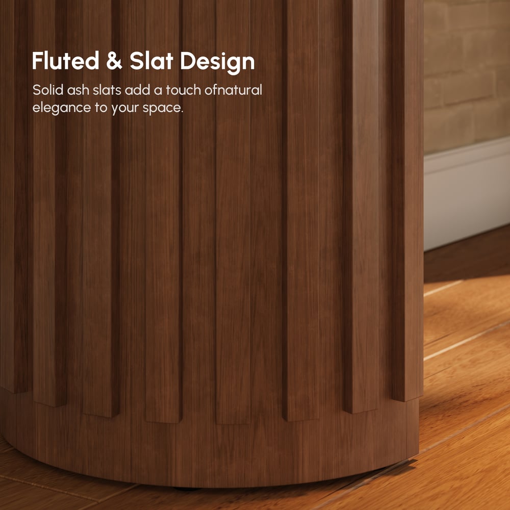 Aura 60" Ash Wood Fluted Walnut Console Table With SIntered Stone Top window image