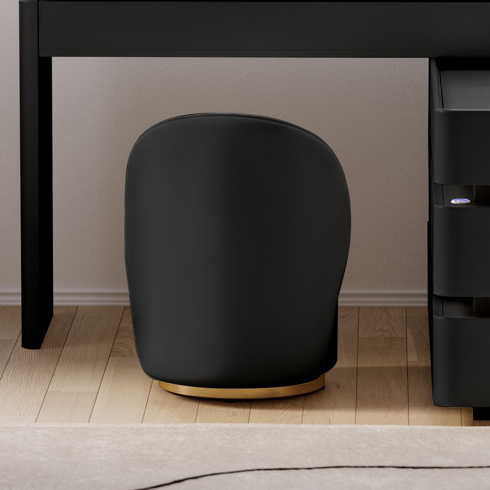 Skórzany okrągły taboret do toaletki z krzesłem akcentującym z oparciem obraz okna