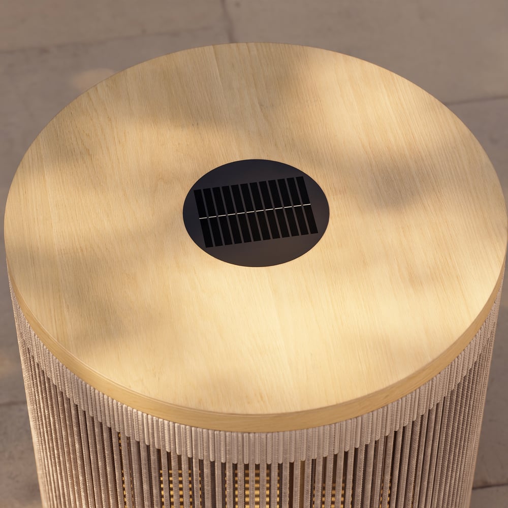 Costra Outdoor Handwoven Rope & Aluminum Storage Side Table with LED window image
