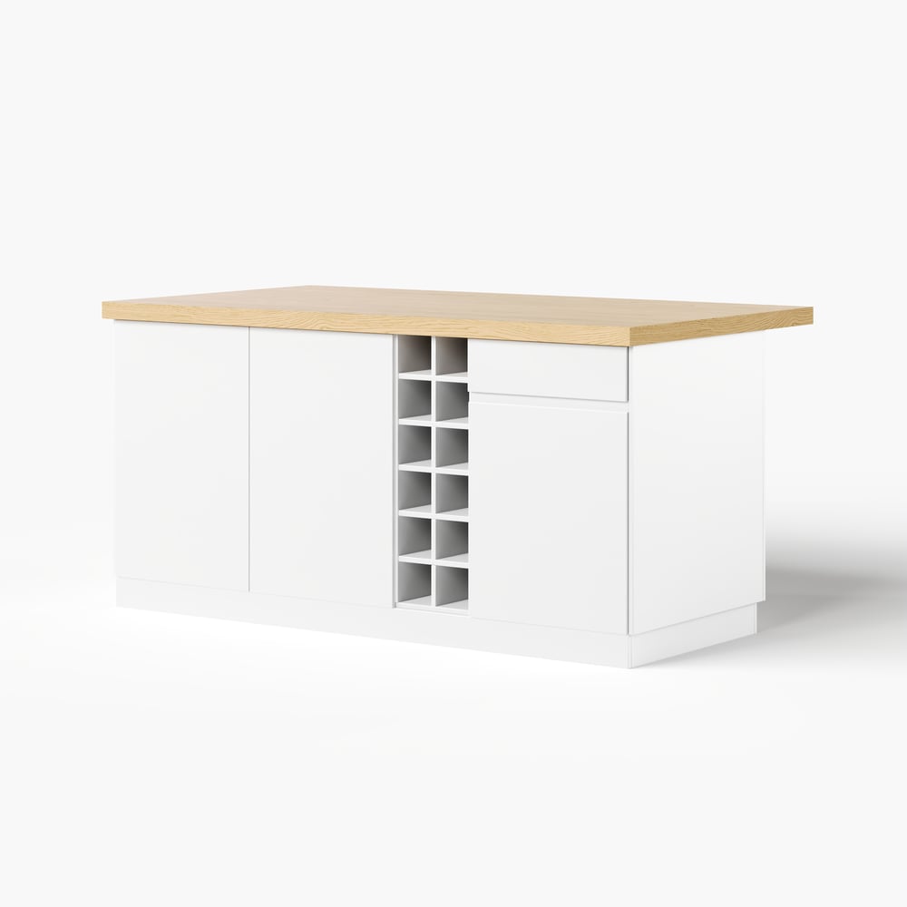 72" Japandi Style Wood Kitchen Island with Multi-Storage and LED Light Natural & White window image