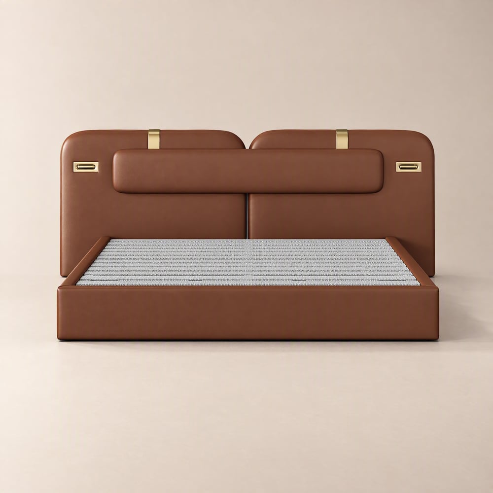 Horva King Faux Leather Platform Bed window image
