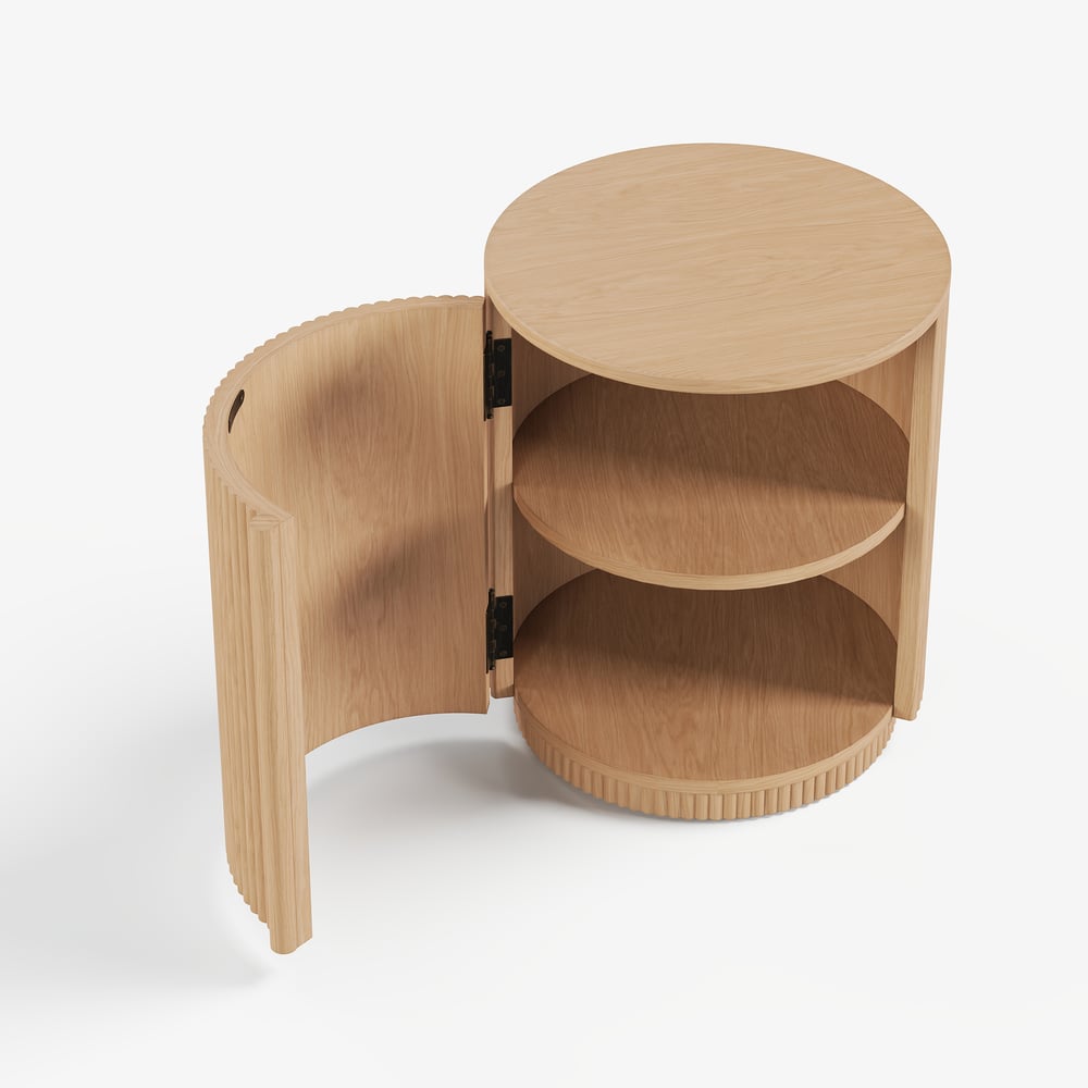 Round Fluted Side Table with Storage window image