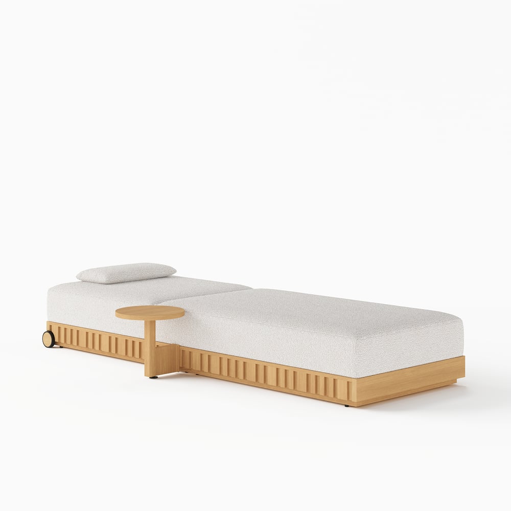 Outdoor Aluminum Adjustable Fluted Lounge Chaise in Warm White window image
