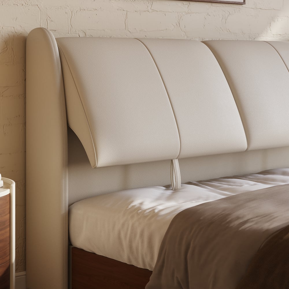 King Genuine Leather Storage Bed with Adjustable Headboard window image