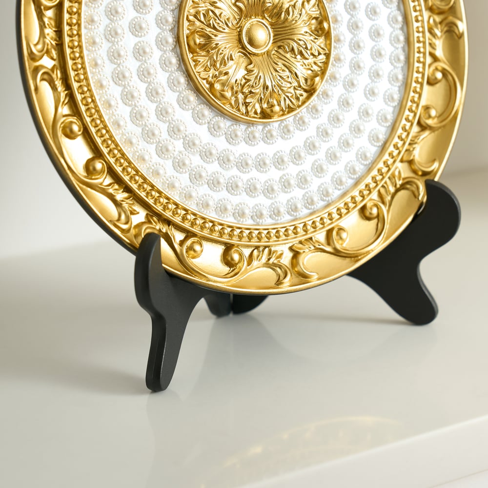 3 pcs Golden Deer Figurine with Decorative Plate Set, Luxury Resin Animal Sculptures window image