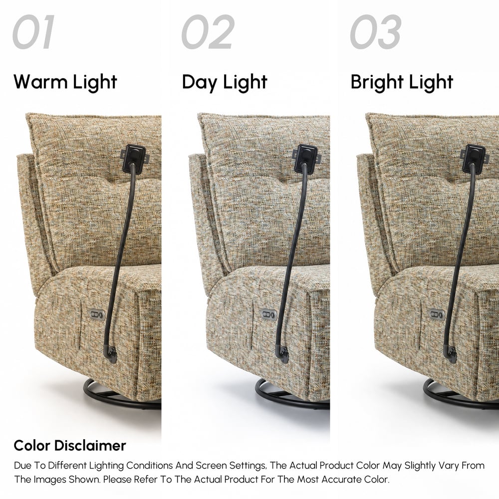 Performance Liner Power Swivel Rocker Recliner Accent Chair with Phone Holder window image