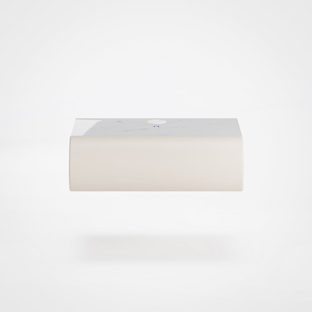 Table de chevet intelligente à LED 1 tiroir en cuir flottant Humply avec plateau en pierre frittée image de fenêtre