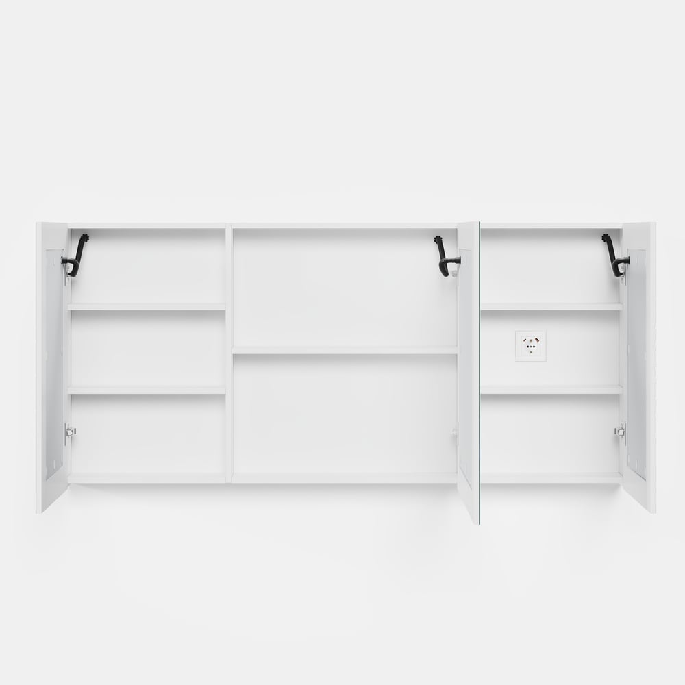 Armoire de toilette LED de 150 cm avec fonction anti-buée et éclairage tricolore dimmable image de fenêtre