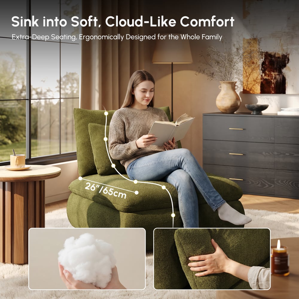 36" Chenille Slipper Accent Chair with Hidden Storage & Removable Backrest window image