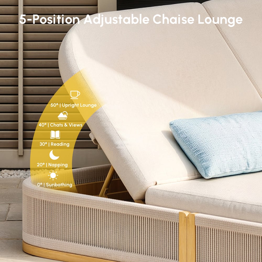 Costra Outdoor Handwoven Rope Reclining Chaise Lounge window image