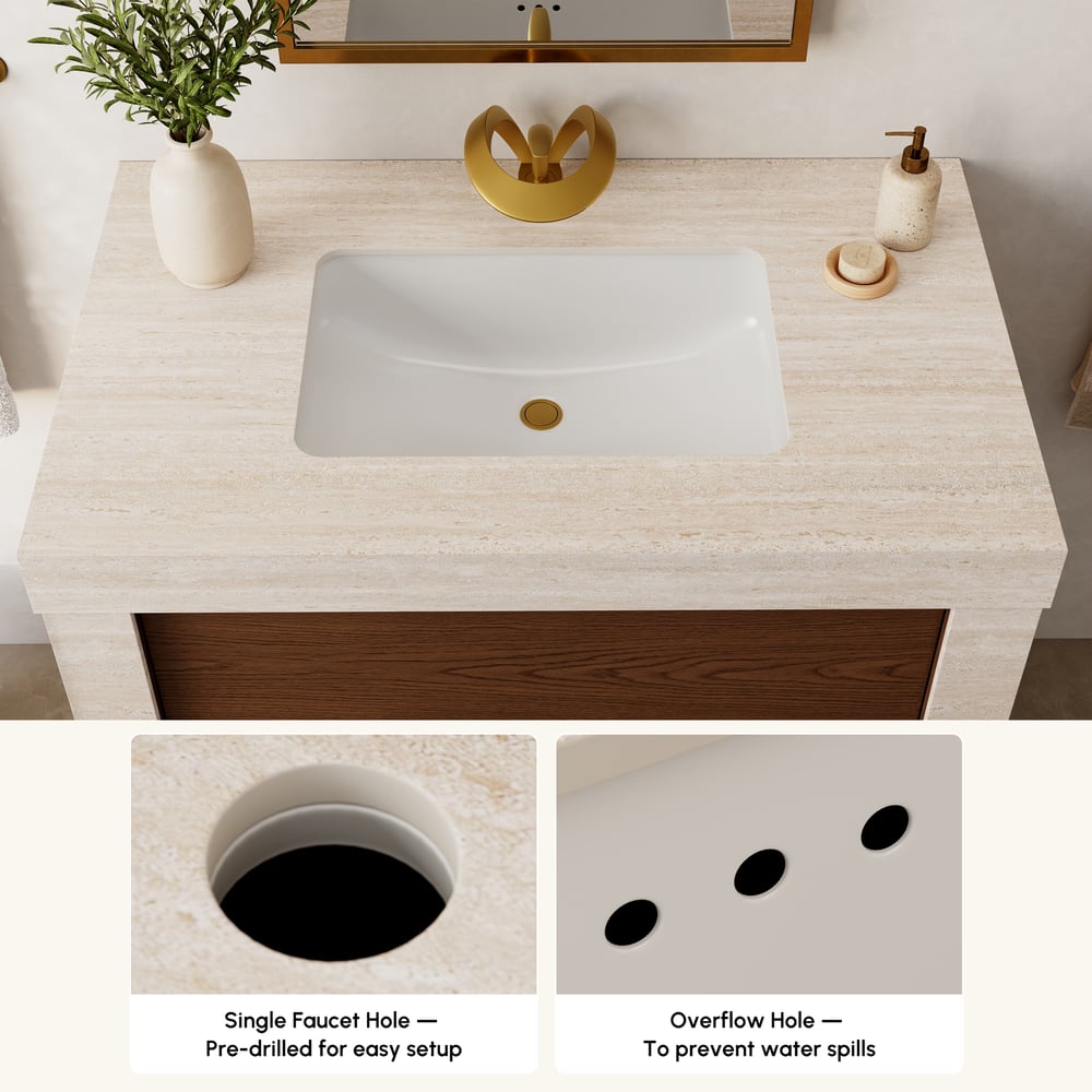36" Single Bathroom Vanity with Ceramic Sink, Sintered Stone Top window image