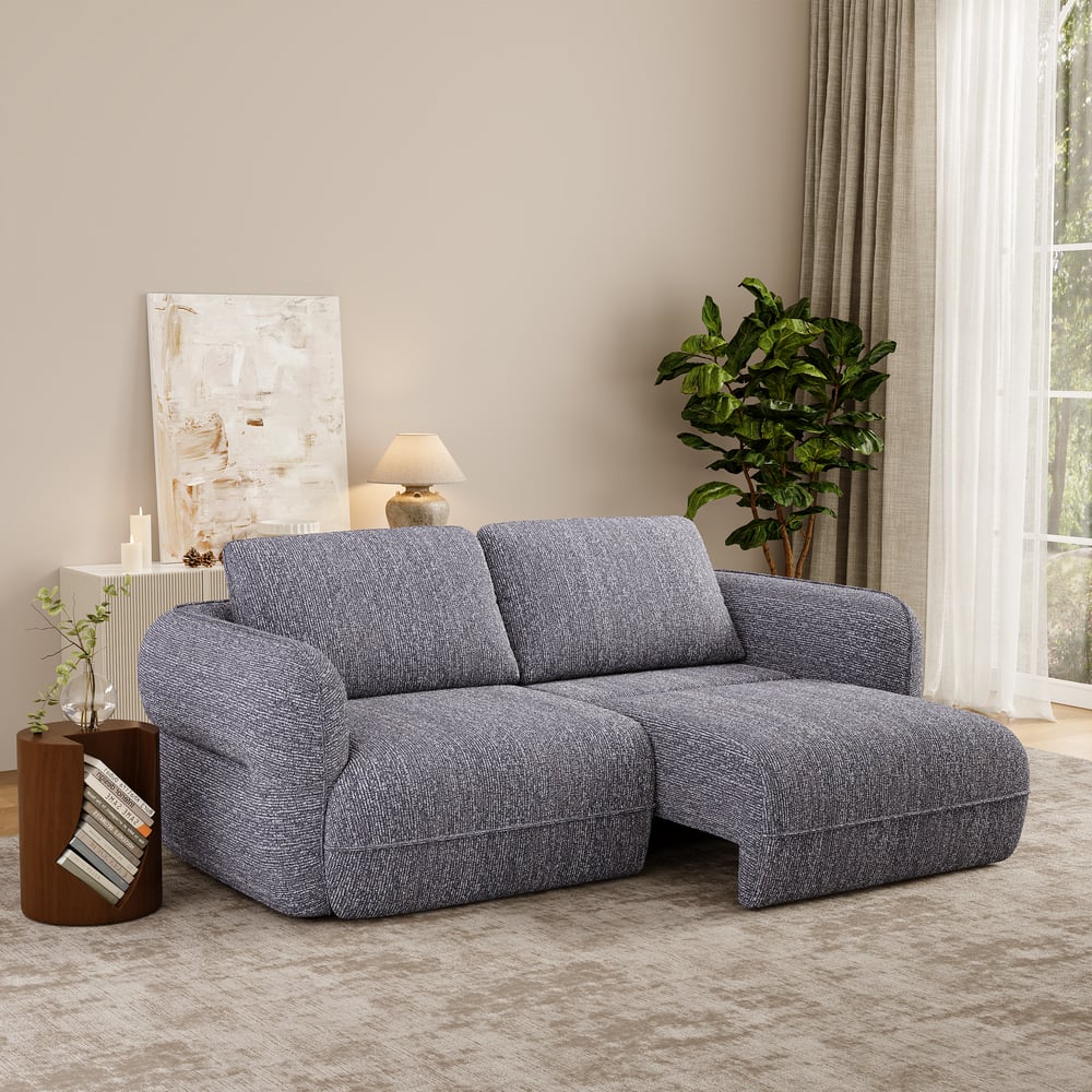 Modern 87" 2-Seater Chenille Power Convertible Sleeper Sofa with Remote Control window image
