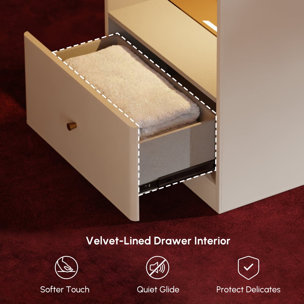 Selvo Saddle Leather Glass Top Closet Island with Storage, Light and Jewelry Display window image