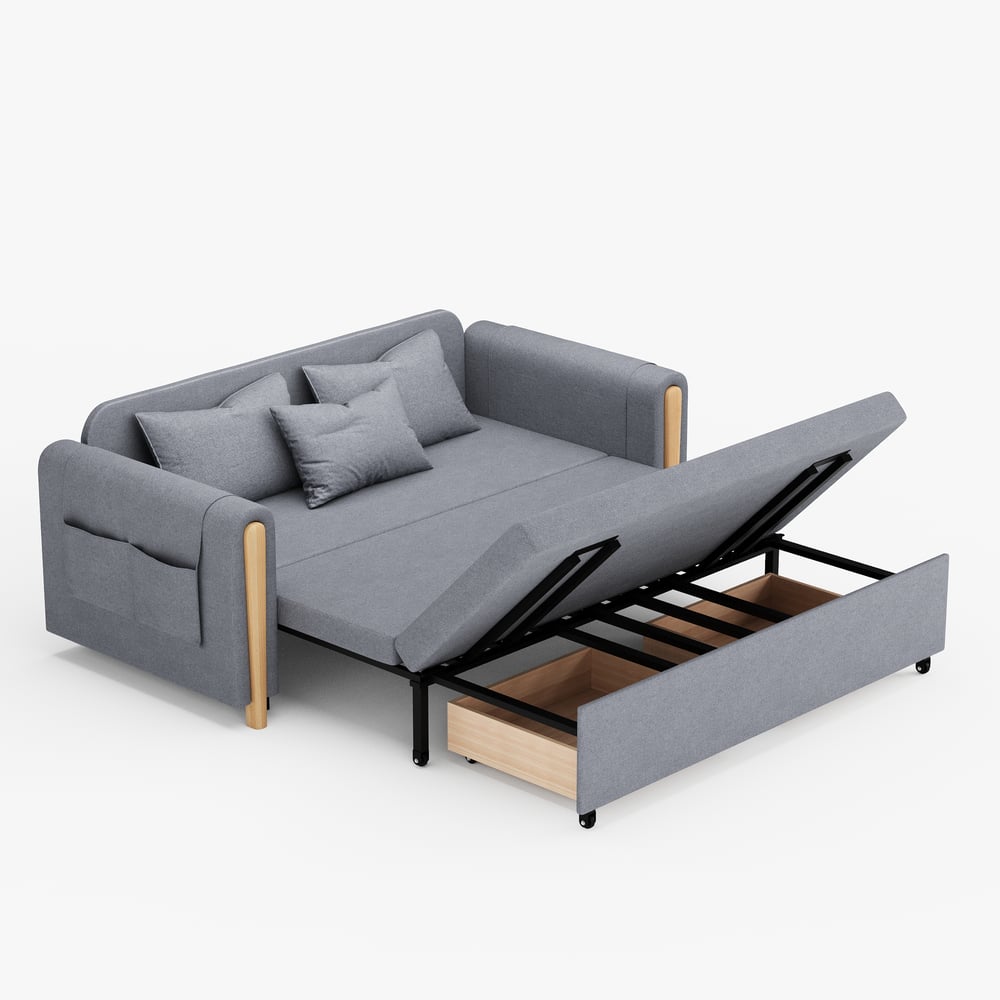 72" Full 2-Seater Linen Convertible Sleeper Sofa window image