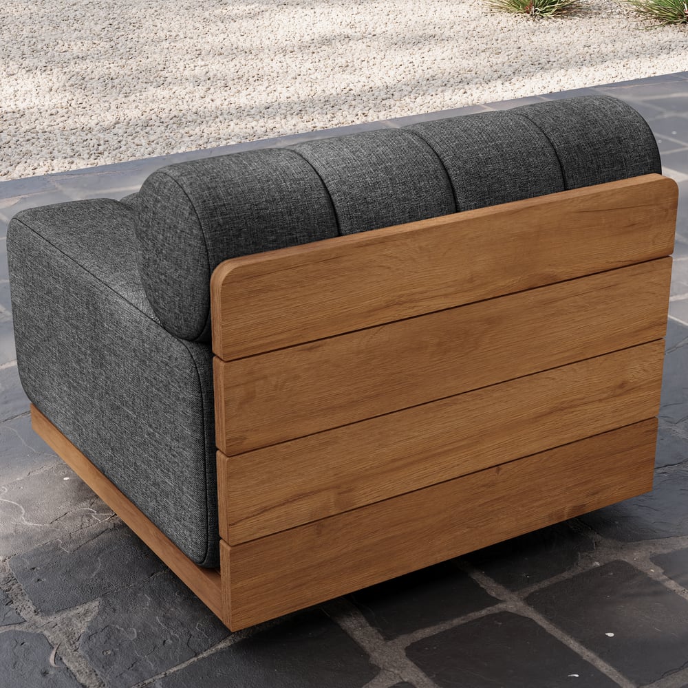 Resaro Teak Outdoor Swivel Chair Dark Gray window image