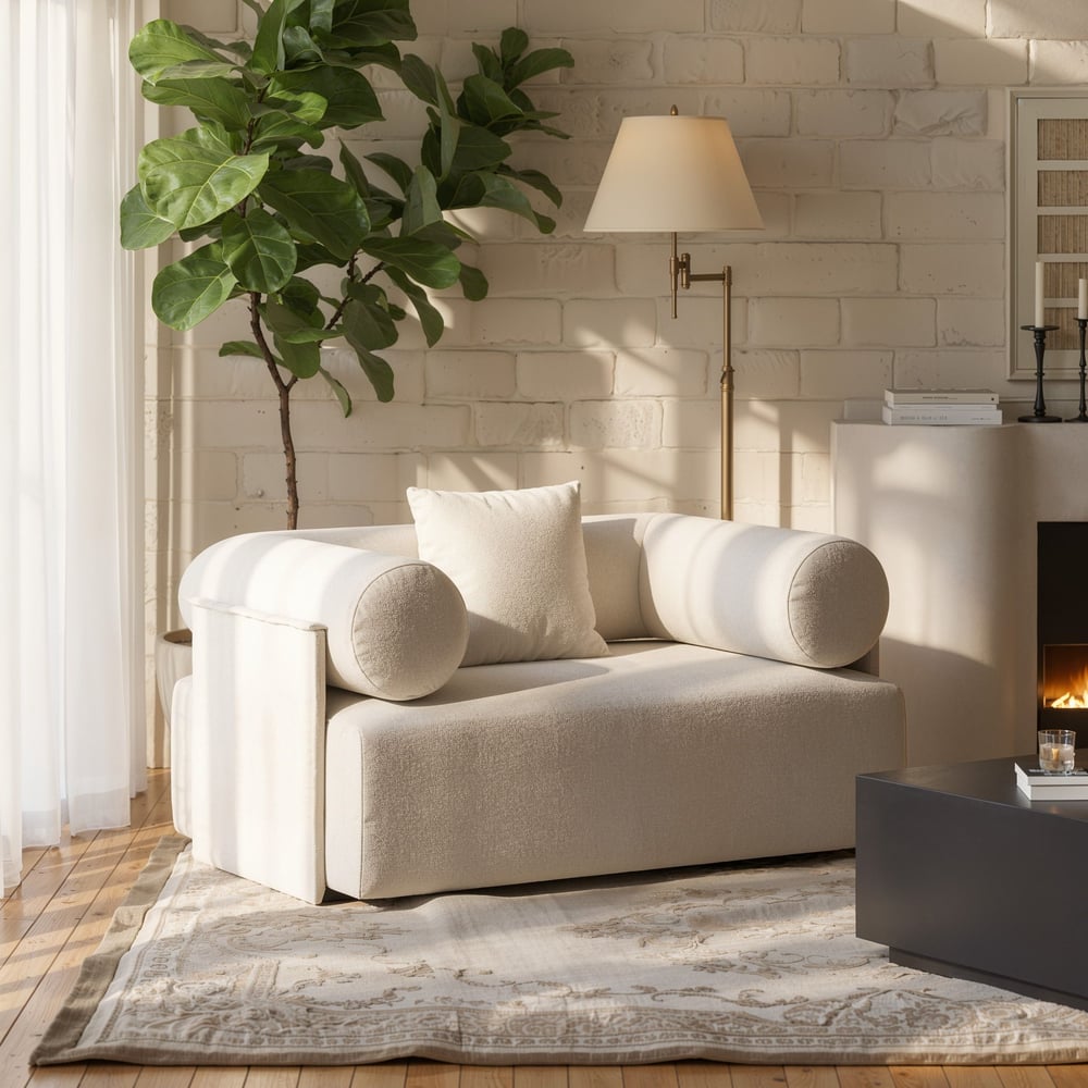 Serene Modern White Chenille Velvet Lounge Accent Chair window image