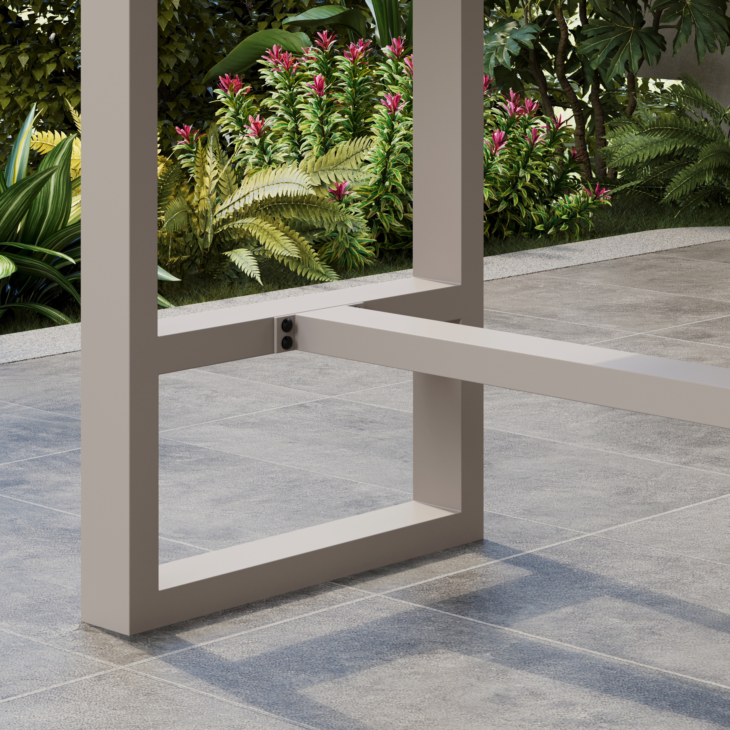 Tevara Outdoor Teak Wood Slat Top & Sand Aluminum Frame Bar Table for Patio window image