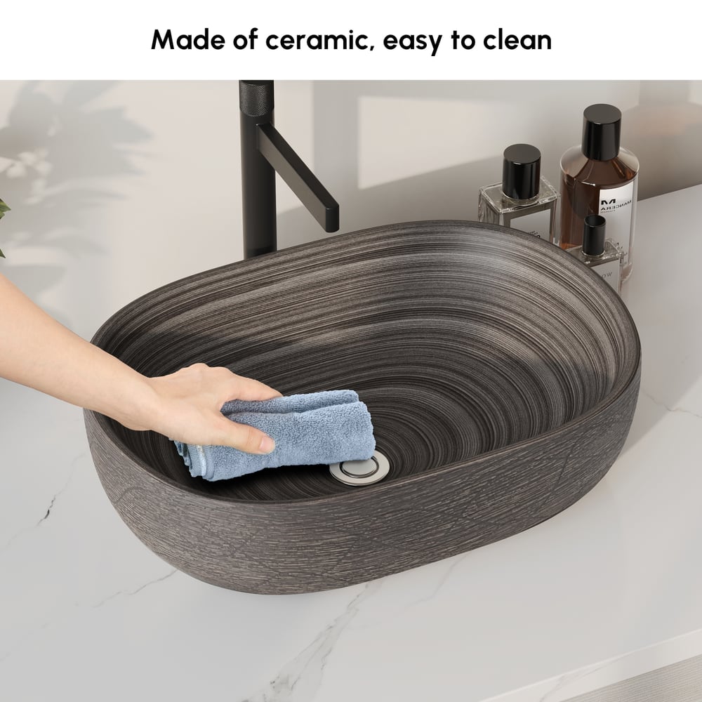 Lavabo de salle de bain ovale en céramique de 48cm – Vasque à poser émaillée mate image de fenêtre