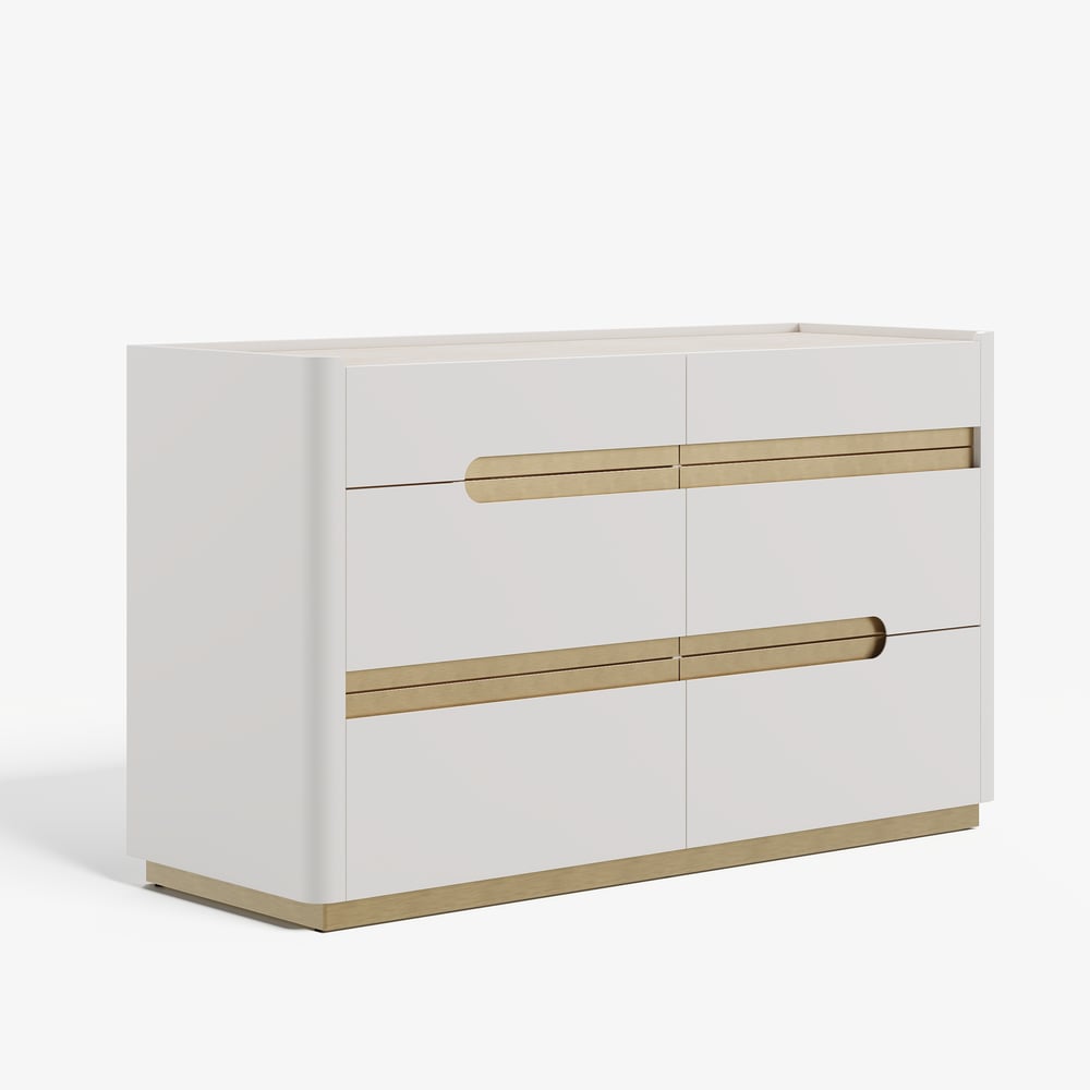 Horva 47" Faux Travertine Sintered Stone 6-Drawer Dresser window image