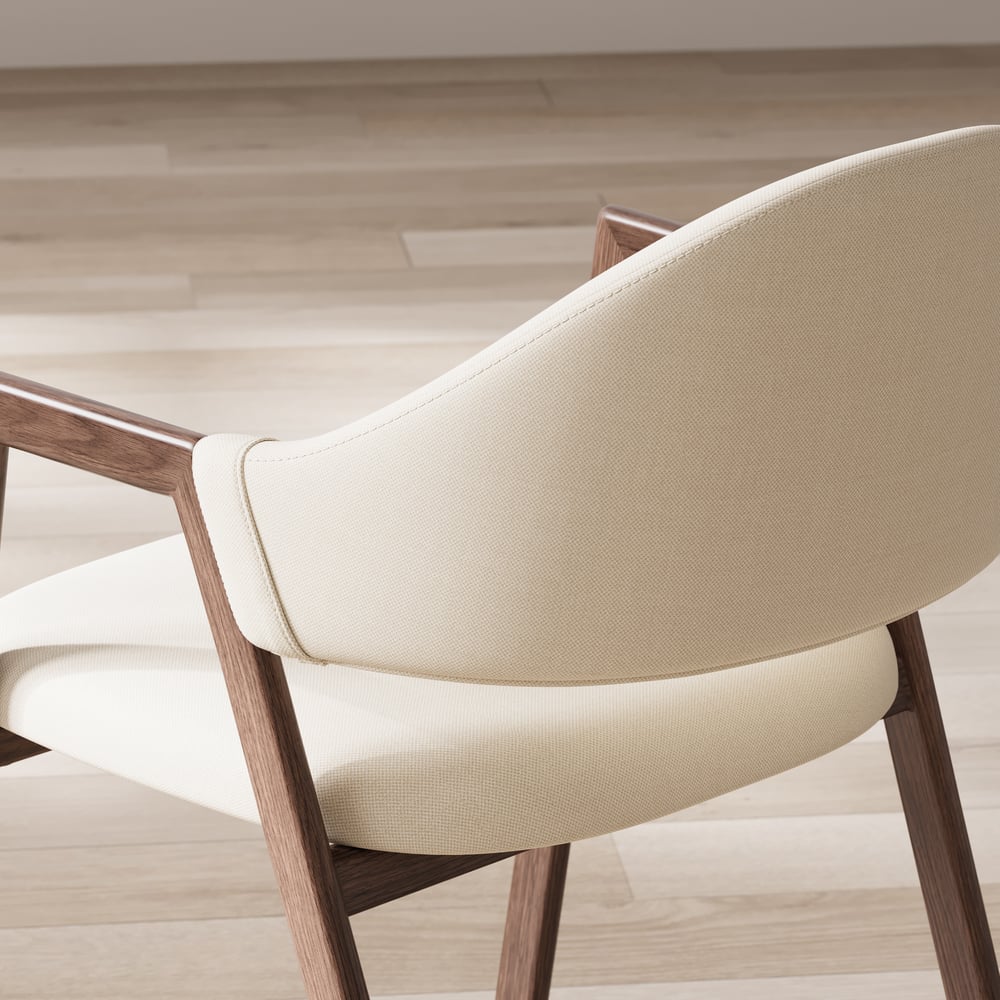 Chaise de salle à manger en lin blanc chaud, lot de 2 image de fenêtre