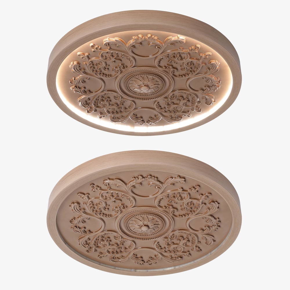 Plafonnier encastré LED français élégant en résine naturelle sculpté en 3D avec 3 modes dimmables image de fenêtre