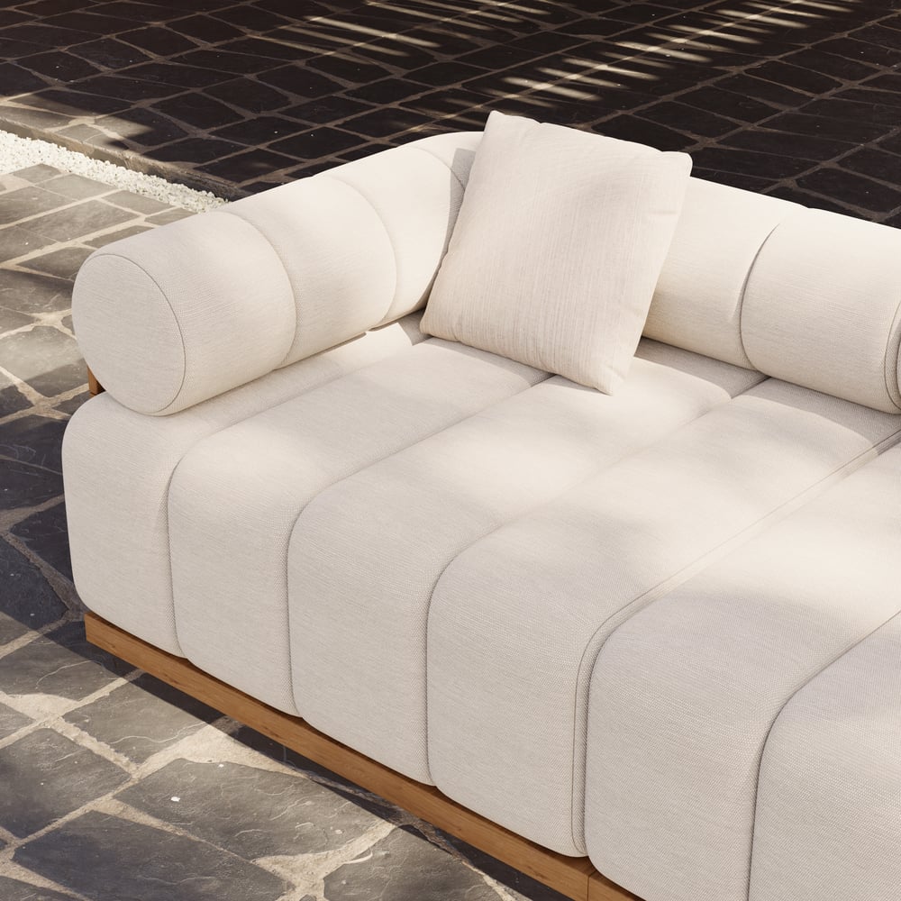 Resaro Teak Wood Deep-Seat 2-Seater Outdoor Sofa Warm White window image