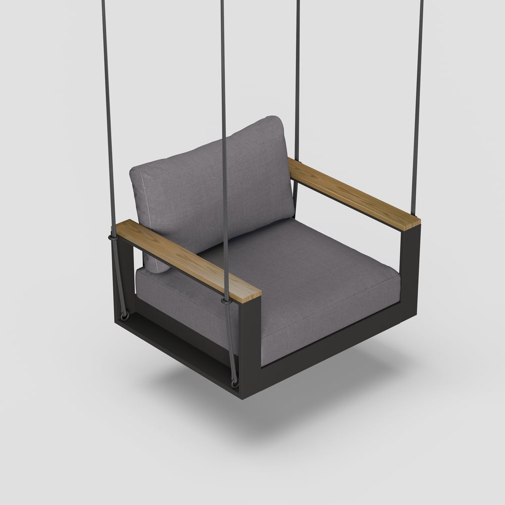 Tevara Outdoor Swing Sofa in Dark Gray with Cushion & Black Cover window image