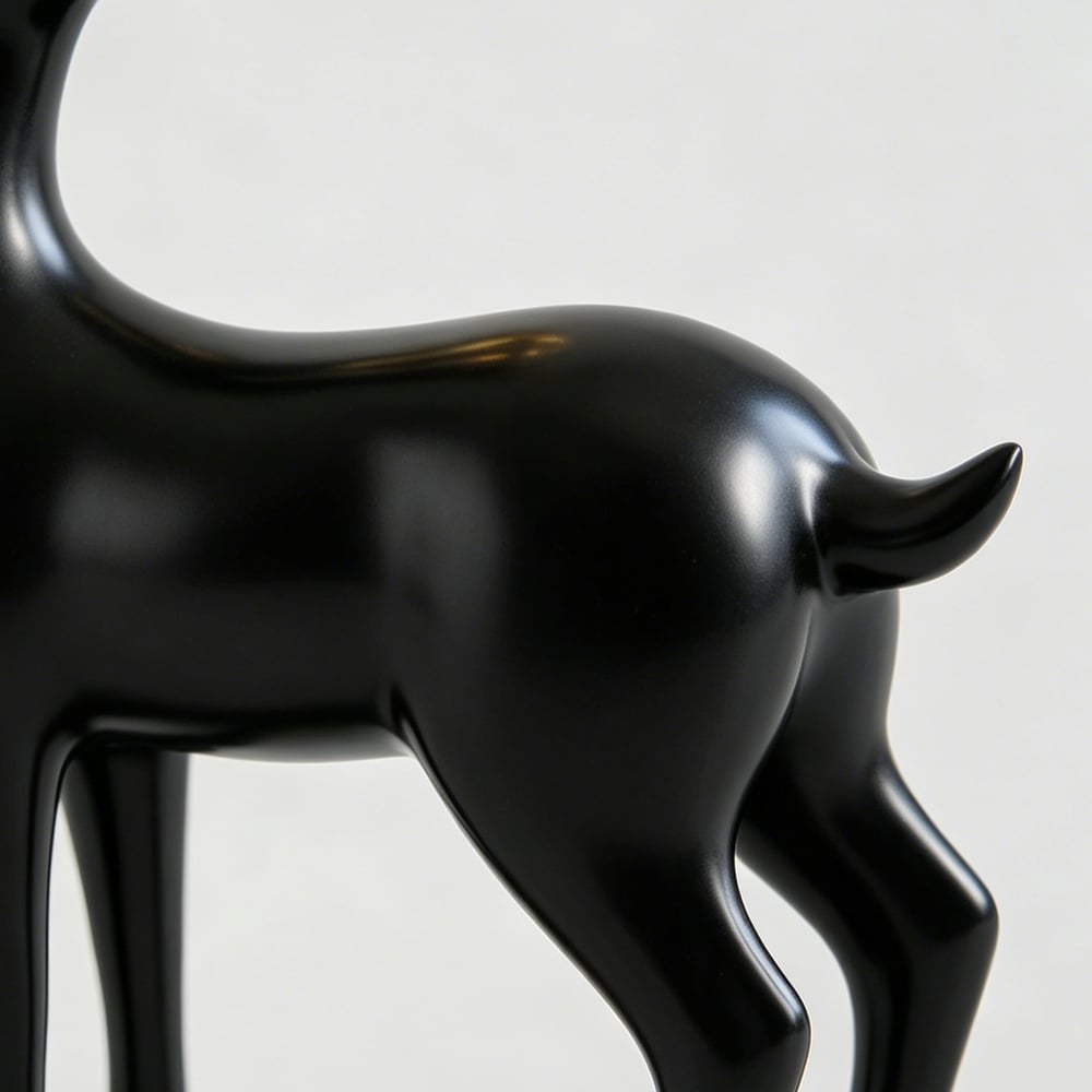 3PCS Black Deer Figurine with Decorative Plate Set Luxury Resin Animal Sculptures window image
