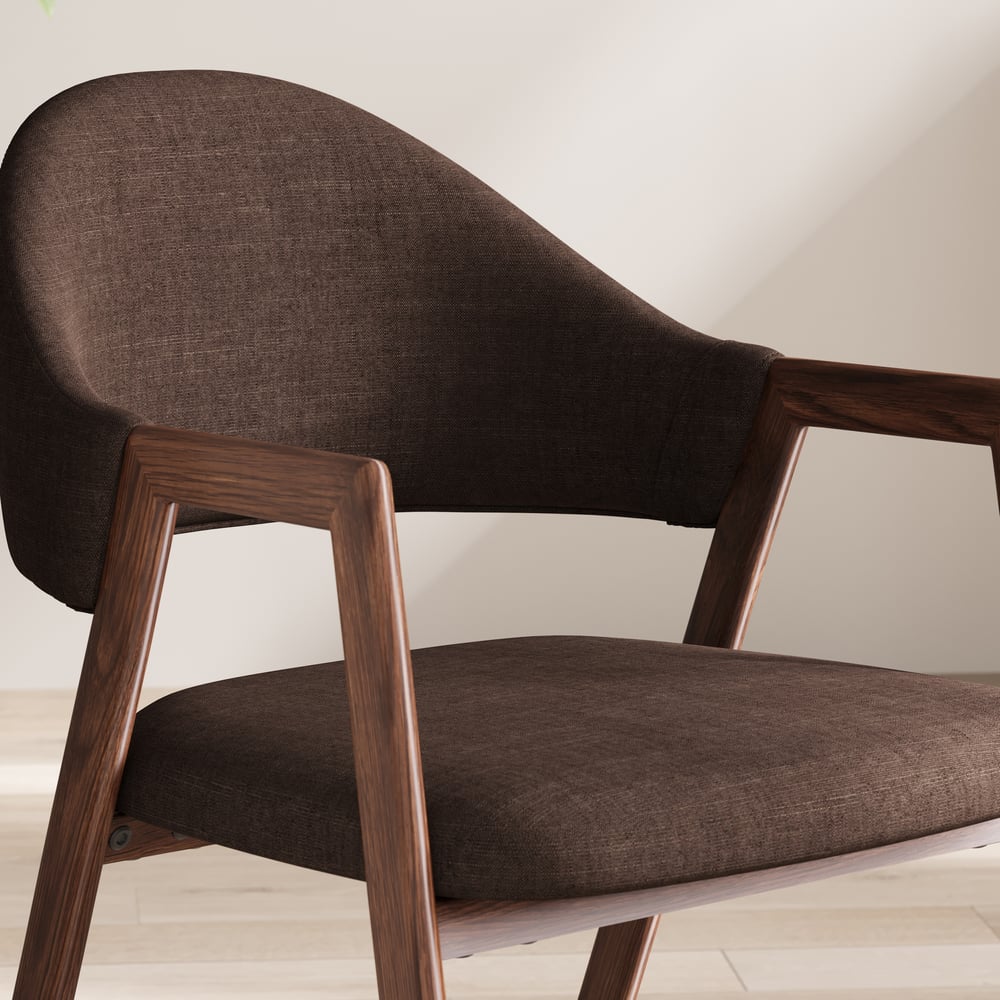 Modern Brown Linen Dining Chair with Upholstered, 2 Pieces window image