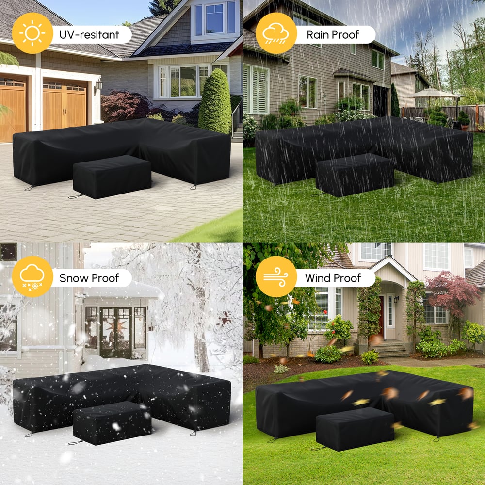 Fencura 600D Tough Canvas Waterproof Outdoor Patio Furniture Set Covers window image