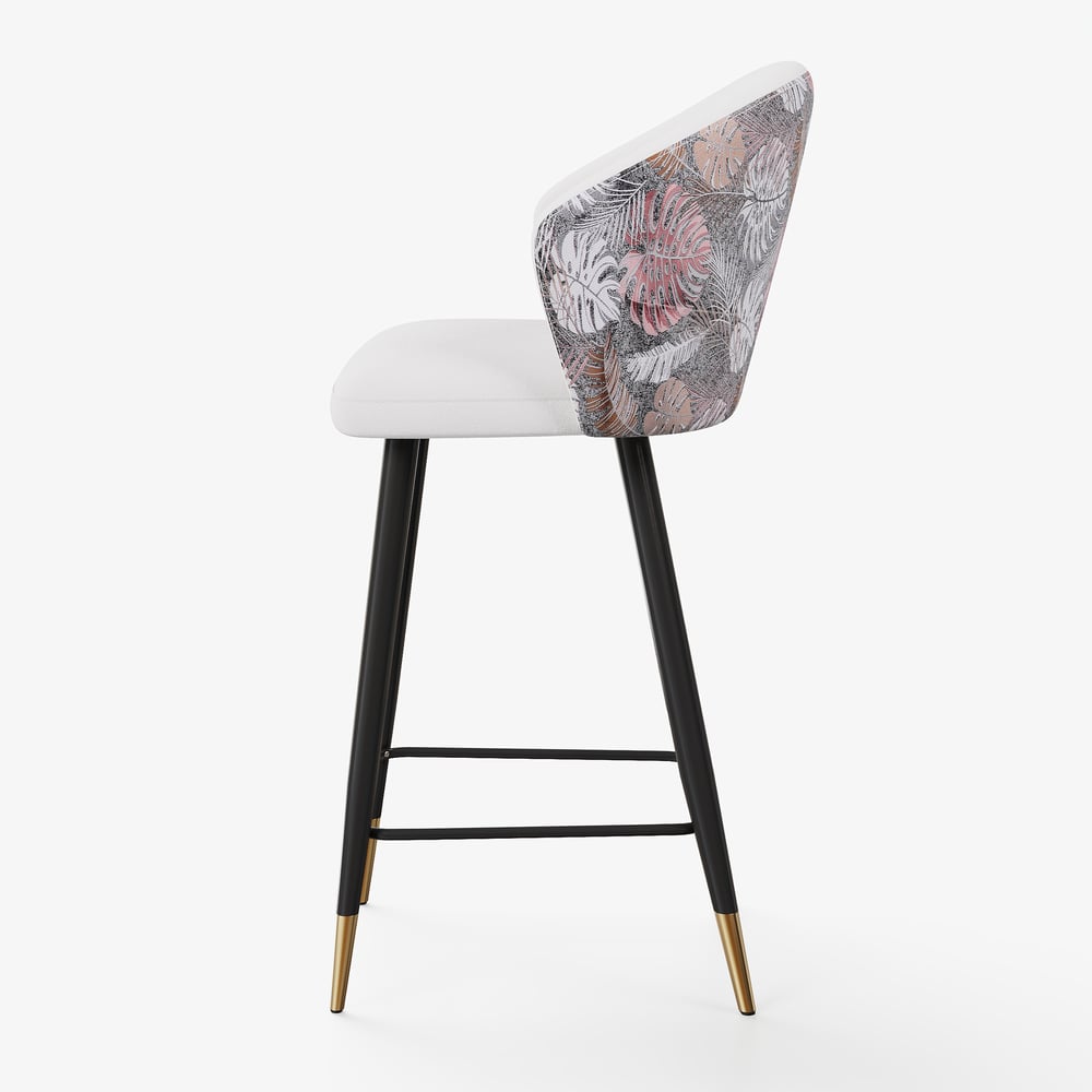 Arcora White Velvet Bar Stool with Upholstered, 1 Piece window image