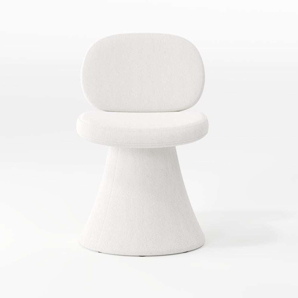 Warm White Performance Chenille Swivel Dining Chair, 1 Piece window image
