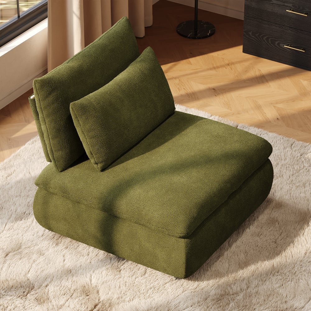 36" Chenille Slipper Accent Chair with Hidden Storage & Removable Backrest window image