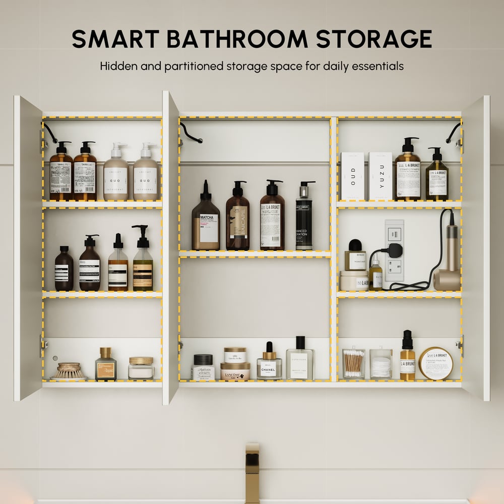 120cm Modern Wall-mounted LED Bathroom Medicine Cabinet Vanity Mirror with Storage window image