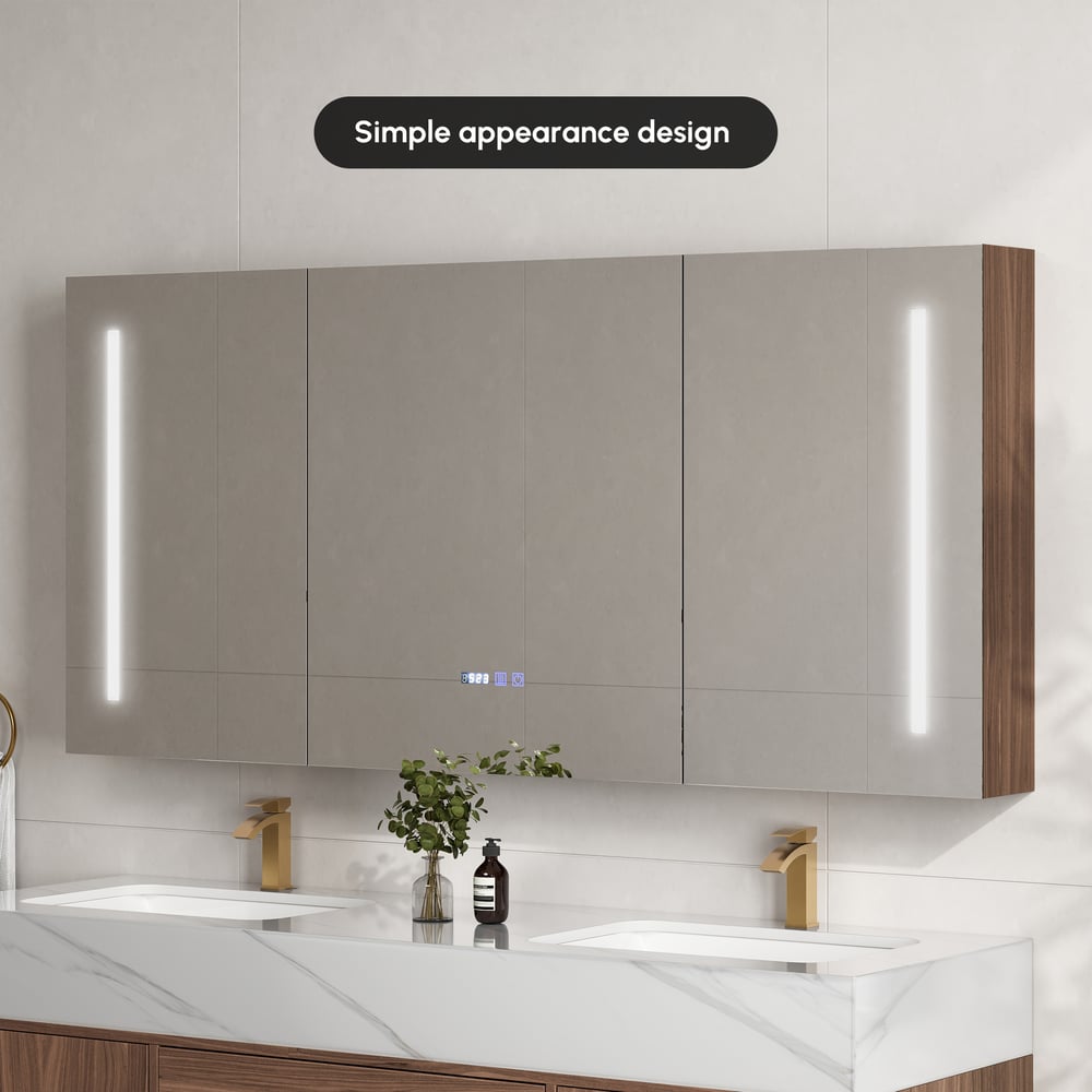 59" LED Bathroom Medicine Cabinet with Anti-Fog, Dimmable Tri-Color Lighting window image