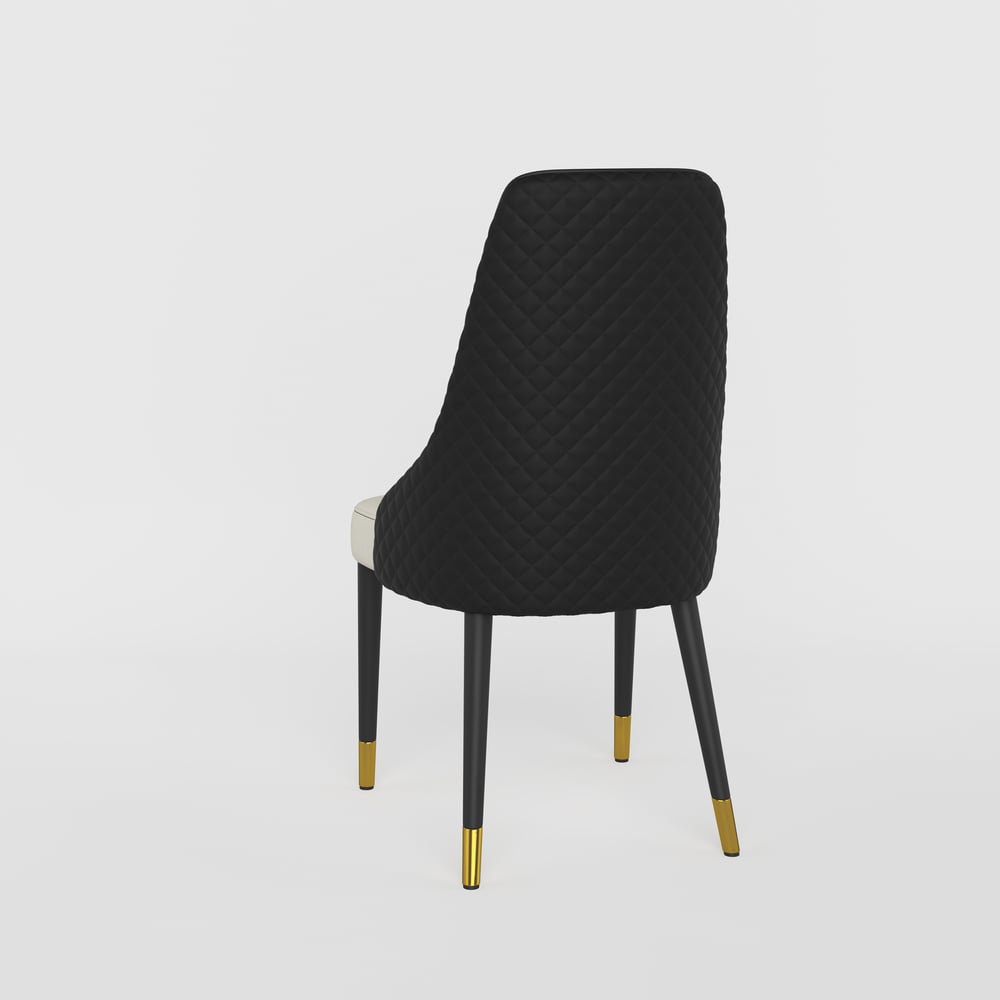 Diamic Black Faux Leather Dining Chairs with Upholstered, 2 Pieces window image