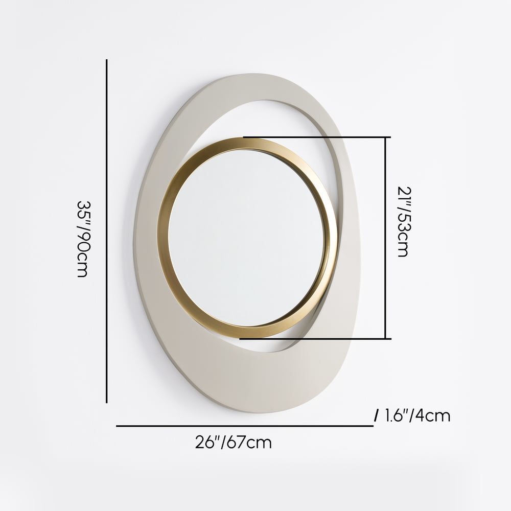 Modern White & Gold Abstract Geometry Wall Mirror Decor Living Room Bedroom weights dimensions image