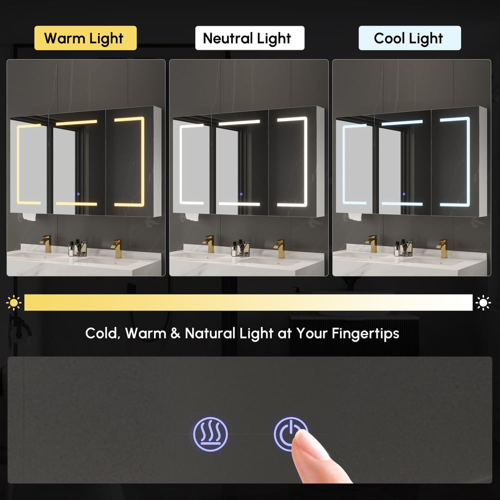 47" LED Bathroom Medicine Cabinet Dimmable with Defogger, Tissue Slot and Outlet window image