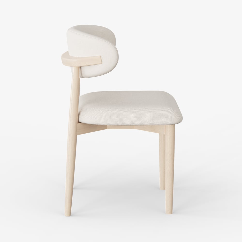 Modern Whitewash Linen Dining Chair with Rubber Wood Legs, 1 Piece window image